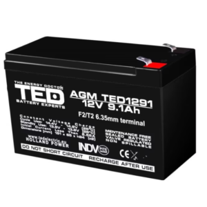 Acumulator TED VRLA-AGM 12V 9.1Ah cu borne F2/T2
