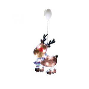 Decor ren pentru fereastră iluminat cu 10 LED-uri albe pe cablu transparent