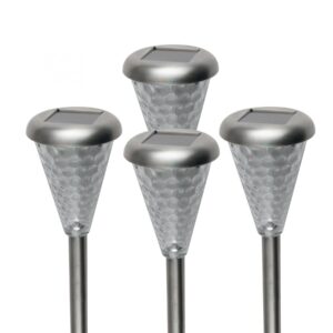Lampă de grădină cu baterie solară, metalică, multicolor, 4 buc