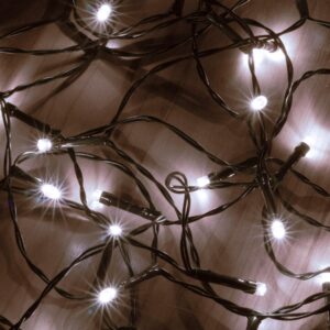 Ghirlandă cu LED-uri și baterie, 50 buc LED alb rece, cu temporizator