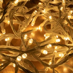 Ghirlandă cu LED-uri, strălucitoare, 500 LED-uri alb cald, cablu alb