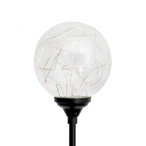 Decor solar glob din sticla cu ghirlanda microLED alb