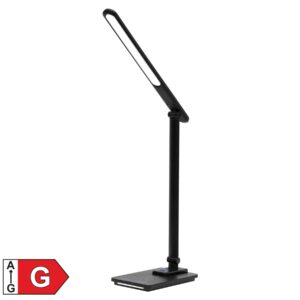 Lampa de birou LED cu lumina de veghe, metal, negru