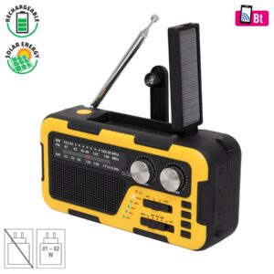 Radio solar hibrid BT/USB/SD galben-negru