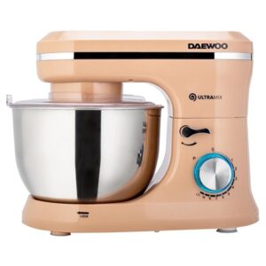 Mixer cu bol rotativ Daewoo 1600W cu bol din inox de 4,5 l, culoare crem
