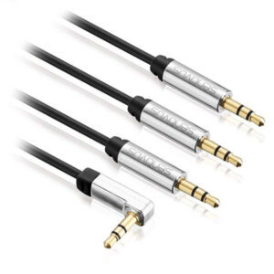 Set 2 cabluri audio Sentivus 3,5 mm tată-tată 1 m, negru
