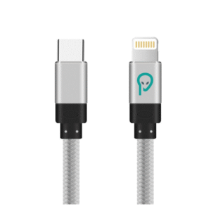 Cablu USB C-Lightning Spacer, braided, 1.8 m, argintiu