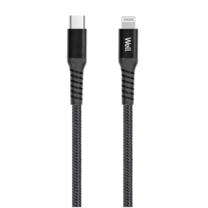 Cablu USB-C - Lightning, 1m, PD, USB 2.0, MFI, negru, Well