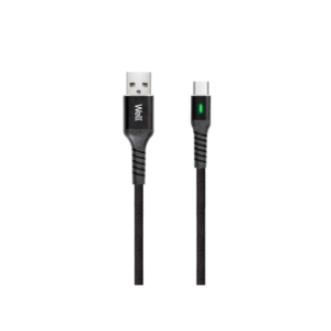 Cablu USB 2.0 A tata - USB-C, 1m, indicator incarcare, negru, Well