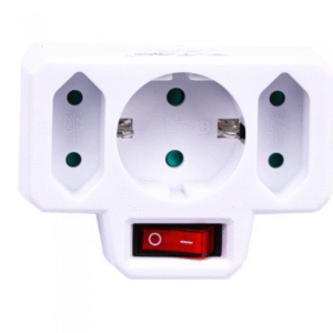 Adaptor V-TAC mixt 3 prize cu intrerupator