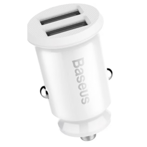 Incarcator auto Baseus Grain, 2xUSB-A, Quick Charge 2.0, 5V/3.1A, Alb
