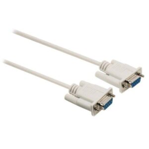 Cablu Null Modem 2m Serial D-SUB 9p mamă la D-SUB 9p mamă RS232 gri Valueline