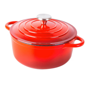 Oala din fonta emailata rosie cu capac, capacitate 4 litri, diametru 24 cm, marca Hausberg