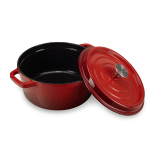 Oala din fonta emailata rosie cu capac Hausberg HB-H746, 5 litri, diametru 26 cm