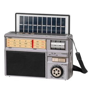 Radio portabil analog gri cu încărcare solară și antenă telescopică Kruger Matz KM0831