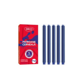 Set de 5 patroni lungi albastri pentru stilou Daco PA005A