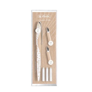 Stilou crem Herlitz MyPen Style Caligrafic cu trei penite pentru scris creativ