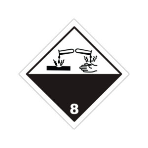 Autocolant ADR Clasa 8 Coroziv cu simbol substanțe corozive și cifra 8