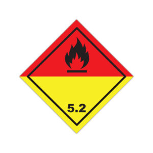 Autocolant ADR 5.2 substanțe peroxid organice cu simbol flacără