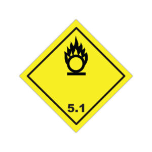 Autocolant ADR 5.1 pentru substanțe oxidante, romb galben cu simbol oxidant
