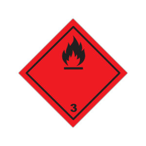 Autocolant ADR Clasa 3 Inflamabil roșu cu simbol flacără