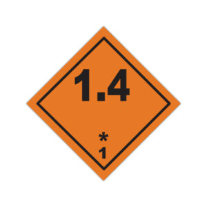Autocolant ADR 1.4 pentru substanțe explozive, simbol portocaliu în formă de romb