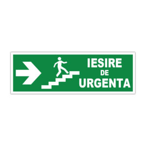 Indicator evacuare Ieșire de urgență cu săgeată dreapta și simbol scară