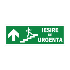 Indicator evacuare Ieșire de urgență cu săgeată în sus și simbol scară