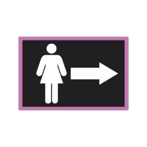 Indicator grup sanitar femei cu săgeată spre dreapta