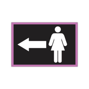 Indicator grup sanitar femei cu săgeată spre stânga
