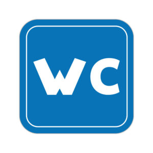 Indicator WC albastru pentru grup sanitar