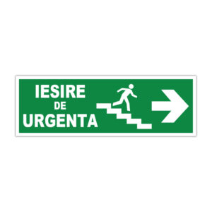 Indicator evacuare Ieșire de urgență cu săgeată spre dreapta și scară