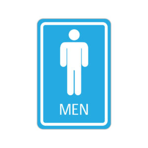 Indicator grup sanitar bărbați MEN albastru cu simbol alb