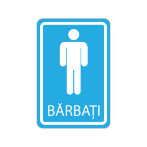 Indicator grup sanitar bărbați cu simbol masculin alb pe fundal albastru