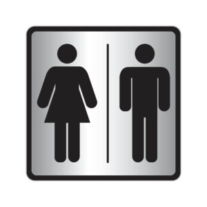 Indicator grup sanitar unisex cu simbol femeie si barbat