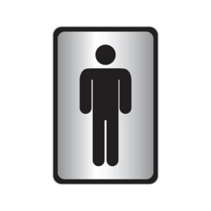 Indicator grup sanitar bărbați cu pictogramă neagră pe fundal argintiu