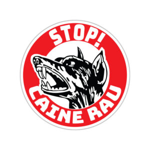 Indicator informare rotund STOP Câine rău cu cap de câine