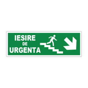 Indicator evacuare Ieșire de urgență cu săgeată dreapta jos și pictogramă scară