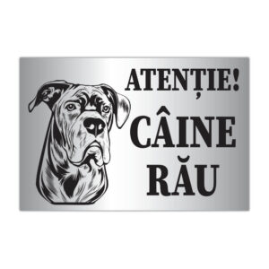 Indicator de informare Atenție Câine Rău cu ilustrație câine