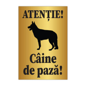 Indicator informare Atenție Câine de pază pe fundal galben