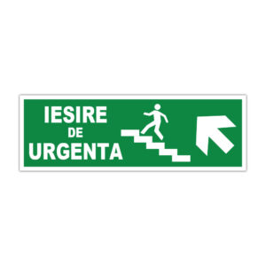 Indicator evacuare Ieșire de urgență cu săgeată dreapta sus și simbol scară