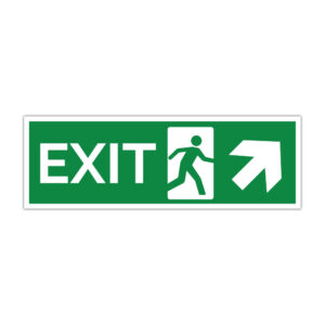 Indicator evacuare EXIT cu săgeată orientată spre dreapta sus