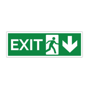 Indicator evacuare EXIT cu săgeată în jos
