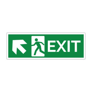 Indicator evacuare EXIT cu săgeată orientată spre stânga sus
