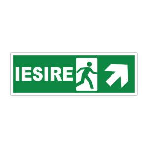 Indicator evacuare IEȘIRE cu pictogramă și săgeată spre dreapta sus