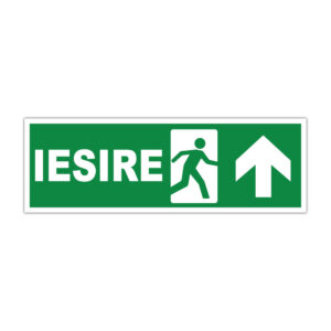 Indicator evacuare IESIRE cu săgeată înainte, pe fundal verde