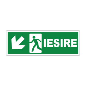 Indicator evacuare Ieșire cu săgeată orientată spre stânga jos