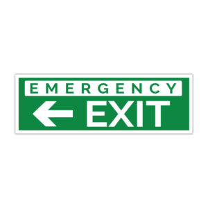 Indicator evacuare Emergency Exit cu săgeată spre stânga