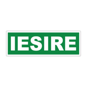 Indicator evacuare IEȘIRE verde cu text alb