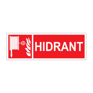 Indicator PSI Hidrant rosu cu simbol furtun si text Hidrant